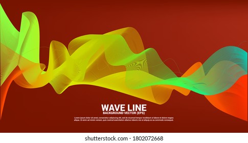 orange green Sound wave line curve on dark background. Element for theme technology futuristic vector