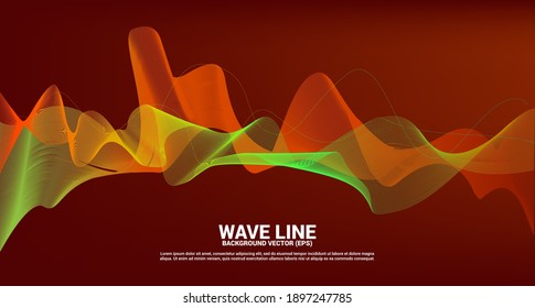 orange green Sound wave line curve on dark background. Element for theme technology futuristic vector