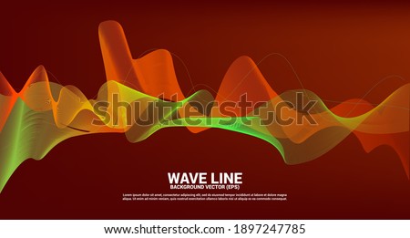 orange green Sound wave line curve on dark background. Element for theme technology futuristic vector