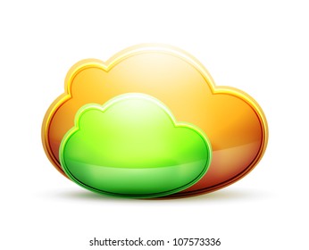 Orange and green space cloud icon