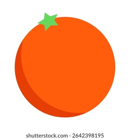 An Orange with a Green Stem Illustration, Simple, Clean, and Isolated on White Background
