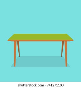Orange and green table. Office furniture. Isolated on bright background. Vector illustration