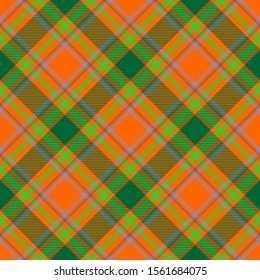 Orange and Green Tartan Plaid Scottish Seamless Pattern. Texture from tartan, plaid, tablecloths, shirts, clothes, dresses, bedding, blankets and other textile.