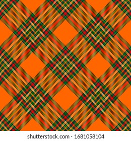 Orange and Green Tartan Plaid Scottish Seamless Pattern. Texture from tartan, plaid, tablecloths, shirts, clothes, dresses, bedding, blankets and other textile.
