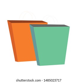 Orange and Green Trash Cans - Cartoon Vector Image