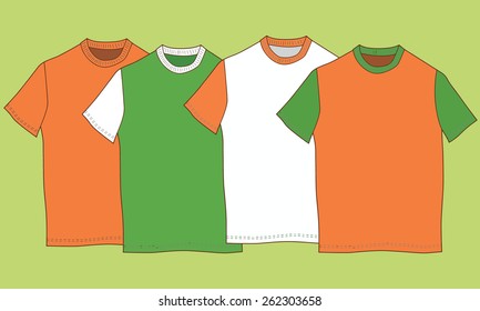 orange and green T-shirts