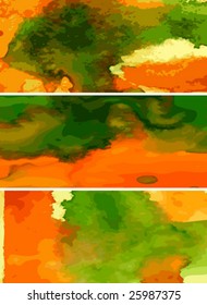 Orange & Green Vector Watercolor Backgrounds