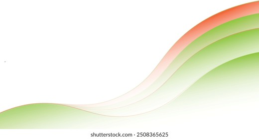 Orange and green wave abstract background Elegant soft curve shape graphic design. Flowing wave lines. Horizontal banner template with space.