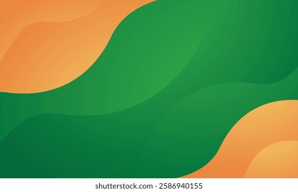 Orange green wave abstract background vector
