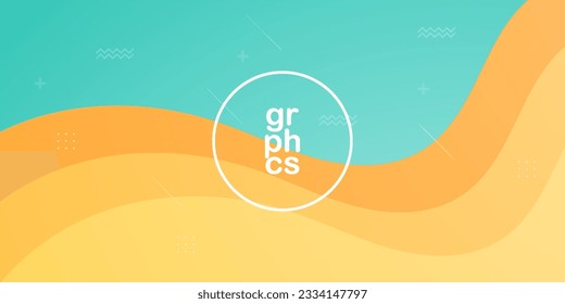 Orange and green wave bright abstract banner background with simple pattern geometric design. Modern futuristic background vector illustration. Eps10 vector