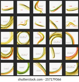 Orange and green wave line design, nature eco concept. Summer and spring templates