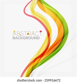 Diseño de líneas de olas de color naranja y verde, concepto ecológico natural. Plantillas de verano y primavera