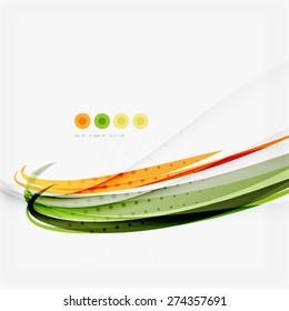 Orange and green wave line design, nature eco concept. Summer and spring templates