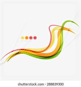 Diseño de líneas de olas de color naranja y verde, concepto ecológico natural. Plantillas de verano y primavera