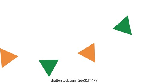 Orange green and white hanging flag element for independence day wishes design