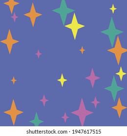 Orange Green Yellow Magic Christmas Pattern. Luxury Stars Mystery Cozy Violet Wallpaper. Chaotic Winter Print Pink Holiday New Year Illustration. Colorful Purple Night Sky Pastel Wallpaper.