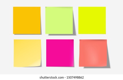 orange green yellow pink note set-Vector Illustration