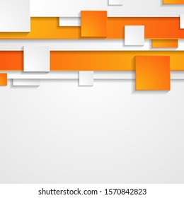 Orange and grey abstract corporate background with squares. Vector geometric design