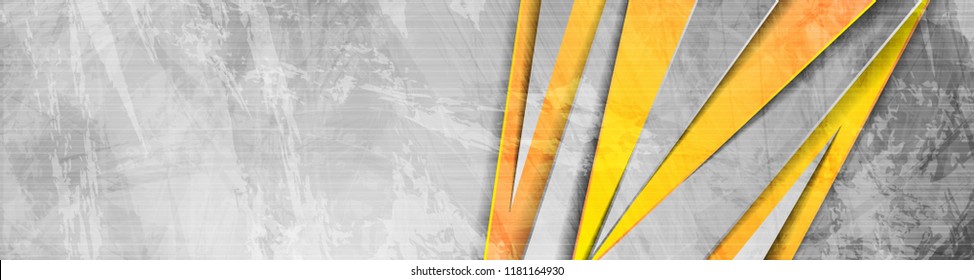 Orange and grey abstract grunge corporate banner header design. Vector background