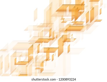 Orange and grey abstract hi-tech shapes digital pattern design. Vector modern futuristic background