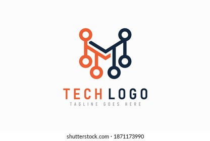 Orange and Grey Abstract Technology Logo Design. Modern Futuristic Line Symbol Design, Usable For Business, Community, Industrial, Tech, Services Company. Flat Vector Logo Design Illustration.