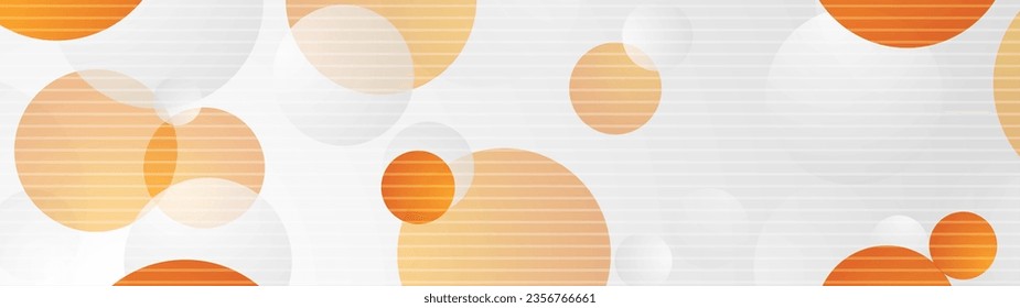 Orange grey circles and stripes abstract geometric background. Vector minimal banner design