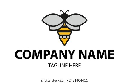 Orange and Grey Color Bee Insect Cone Logo Design
