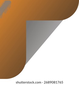 Efecto de papel doblado de esquina naranja y gris sobre fondo blanco página vuelta