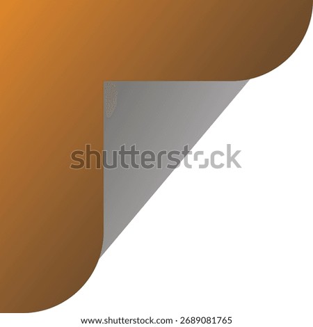 Orange and Grey Corner Folded Paper Effect on White Background page turn