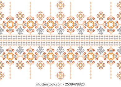 Orangefarbenes, graues, digitales Kittemuster für die Erstellung schöner Stoffdesigns und anderer Elemente der Modebranche und des Innenraums (Verpackung, Seide, Schal, Kleidung, Hintergrund, Teppiche, Vorhänge) 