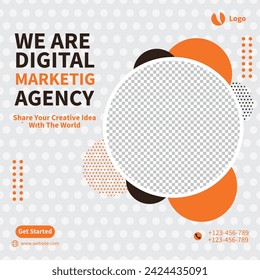 Orange and Grey Digital Marketing Agency Web Banner Template