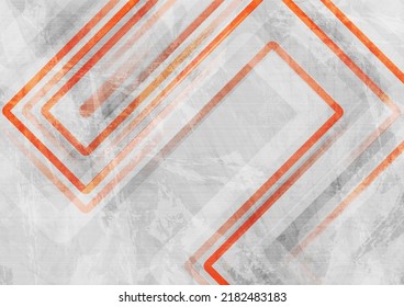 Orange and grey grunge lines abstract background. Geometric tech vector design