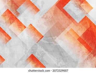 Borde abstracto de cuadrados de naranja y gris. Diseño vectorial de tecnología geométrica