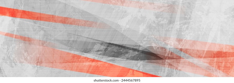 Orange and grey grunge stripes abstract tech background. Geometric retro vector banner design