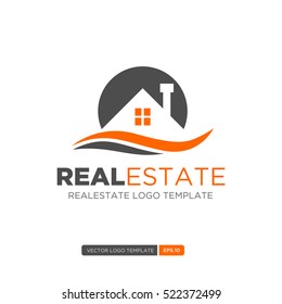 Orange and Grey Home Logo vector. Real estate logo template. Vector Illustration eps.10