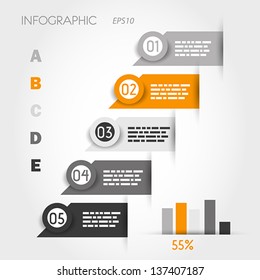 orange and grey infographic labels with graph. infographic concept.