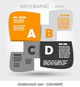 orange and grey infographic rounded squares ABCD. infographic concept.