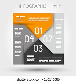 orange and grey infographic square propeller. infographic concept.