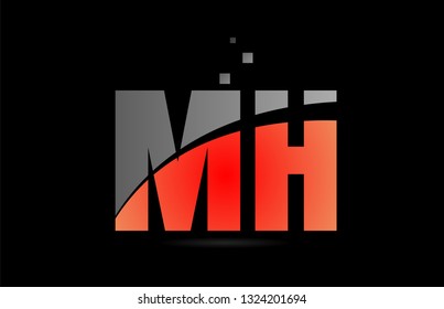 orange grey on black background alphabet letter MH M H logo combination design suitable for a company or business