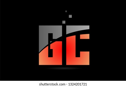 orange grey on black background alphabet letter GC G C logo combination design suitable for a company or business