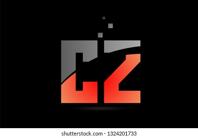 orange grey on black background alphabet letter CZ C Z logo combination design suitable for a company or business