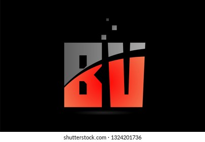 orange grey on black background alphabet letter BV B V logo combination design suitable for a company or business