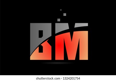 orange grey on black background alphabet letter BM B M logo combination design suitable for a company or business