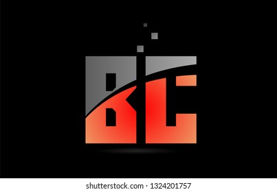 orange grey on black background alphabet letter BC B C logo combination design suitable for a company or business