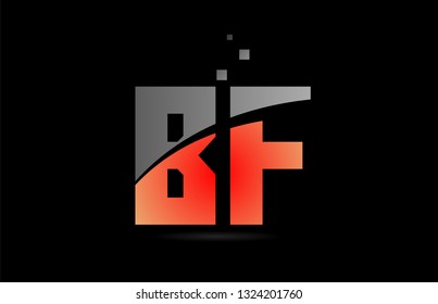 orange grey on black background alphabet letter BF B F logo combination design suitable for a company or business