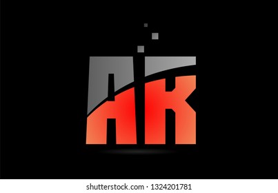 orange grey on black background alphabet letter AR A R logo combination design suitable for a company or business