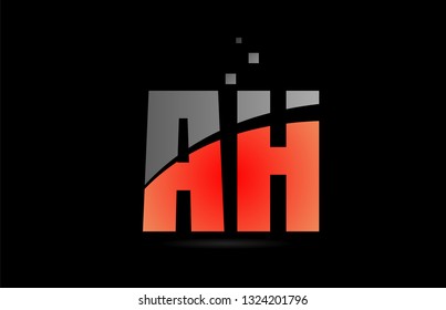 orange grey on black background alphabet letter AH A H logo combination design suitable for a company or business
