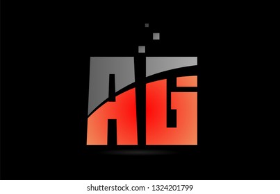 orange grey on black background alphabet letter AG A G logo combination design suitable for a company or business