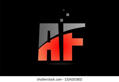 orange grey on black background alphabet letter AF A F logo combination design suitable for a company or business