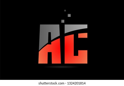 orange grey on black background alphabet letter AC A C logo combination design suitable for a company or business